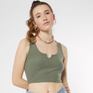 RUE21 Olive Notch Neck Crop Top